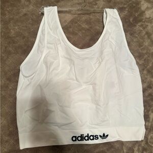 Adidas White crop bra with Black Logo